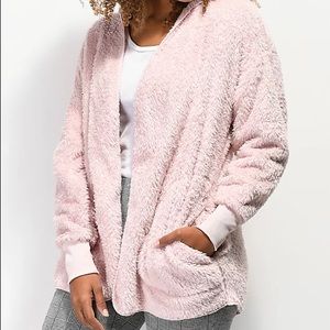 ALMOST FAMOUS Juniors' Sherpa Hooded Open Cardigan